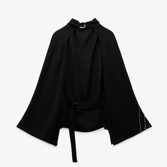 NWT Zara Rhinestone Cape Sleeved Blouse - Picture 11 of 11